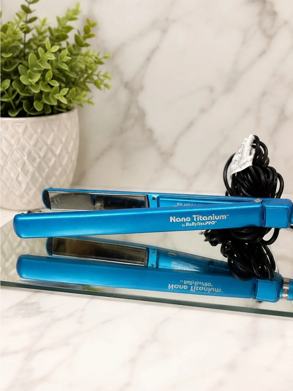 BaBylissPRO Nano Titanium Professional Flat Iron Blue 450°F Hair Straightener